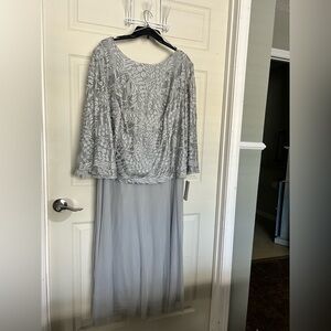 Alex Evenings Silver-Gray Beaded Evening Top
